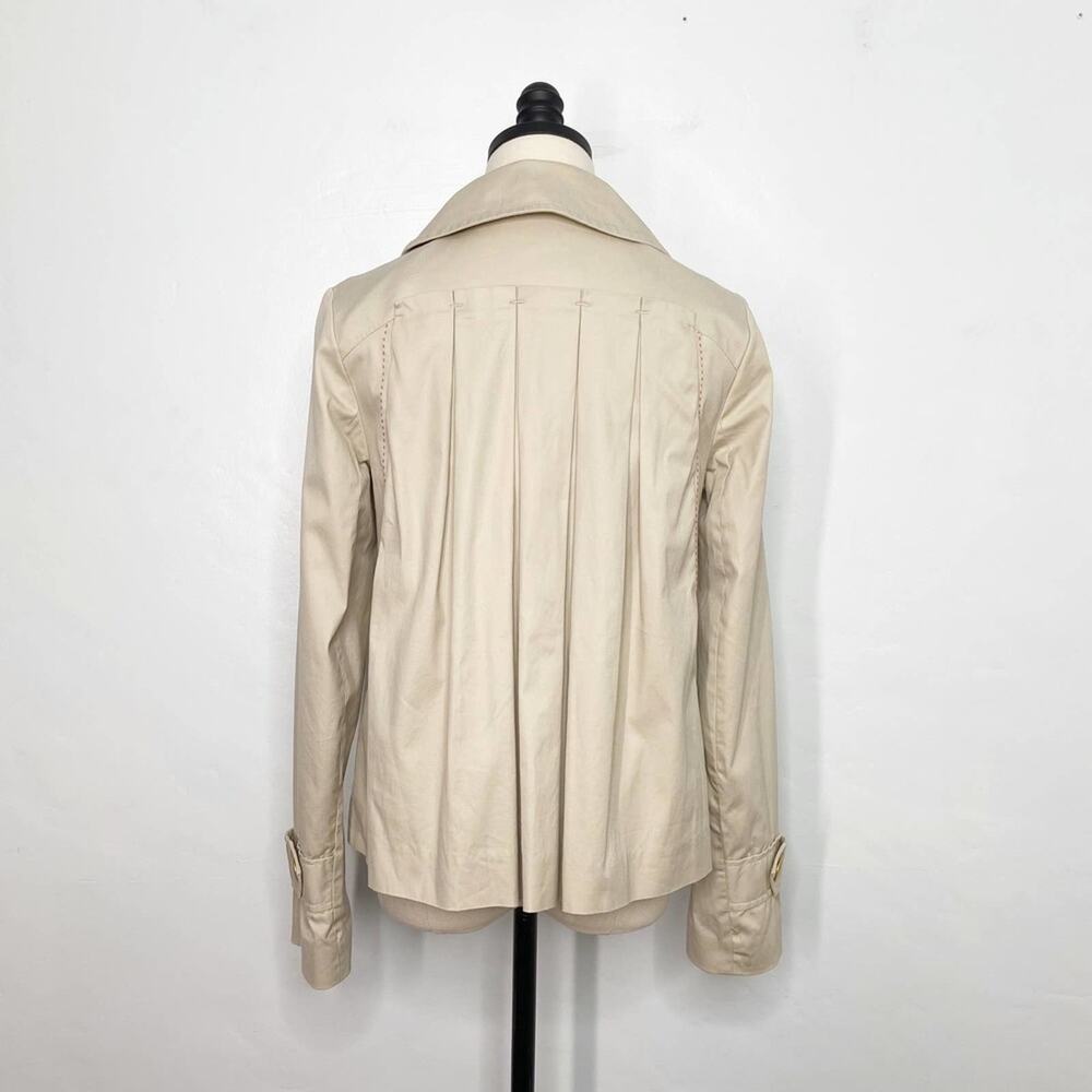 Anthropologie Cartonnier Alderley Pea Coat Tan Jacket Pleated Boho Size 2 - Picture 8 of 14
